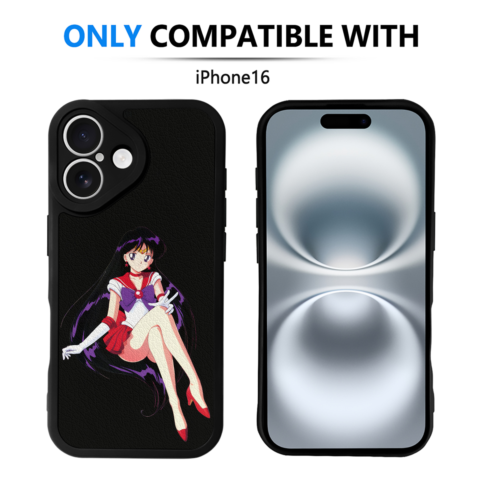 （画像用） 美少女戦士セーラームーン 火野レイ ひの レイ Sailor Moon Hino Rei （セーラーマーズ,Sailor Mars） 【iPhone 16シリーズ対応】シリコンスマホケース（レザー調） 材質：シリコン